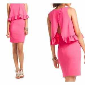 Trina Turk Sz 4 KAYLEEN Dress Magenta Fuchsia Pink Open Split Back